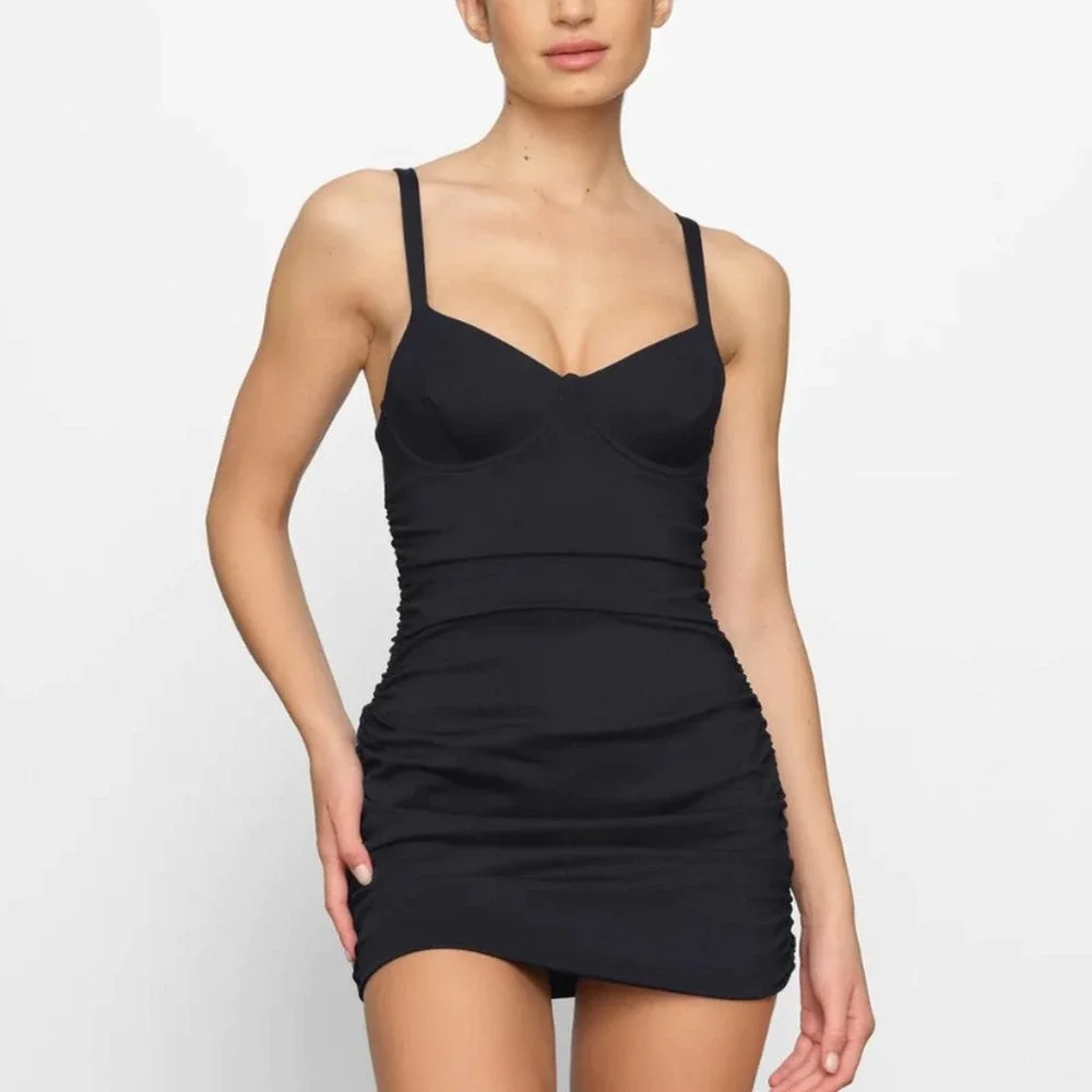 SKIMS Shaping Swim Ruched One Piece in Onyx Size Small